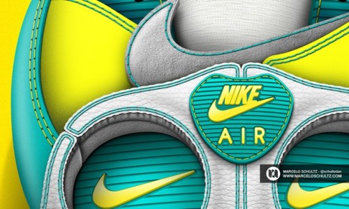 Marcelo Schultz 绘制 Nike Air Max 90 骷髅元素插画