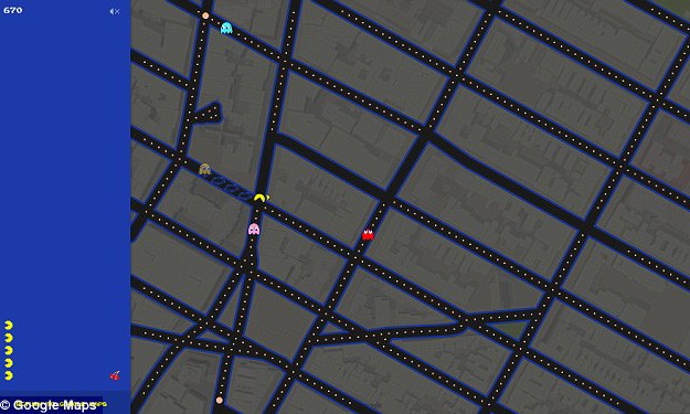 谷歌 Google Maps 将城市街道变身「Pac-Man 吃豆人」战场
