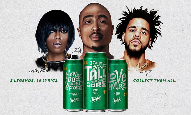 Sprite 选用 Tupac、Missy Elliott、J.Cole 经典歌词推出全新包装罐