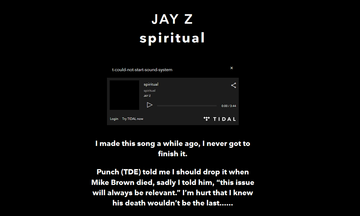 多年未发新歌的 Jay-Z，借警察枪杀黑人案契机发新单 《Spritual》