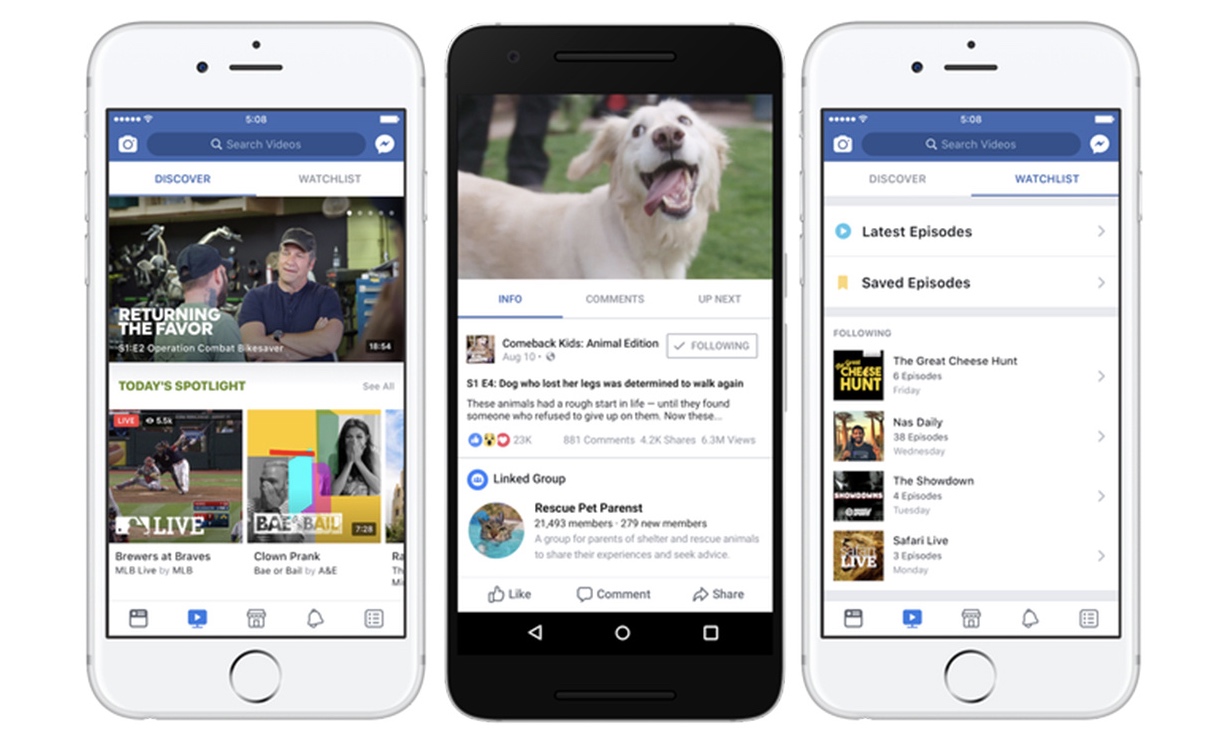 Facebook 推出全新流媒体视频平台 Watch