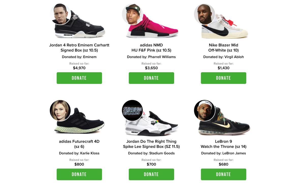 助力灾后重建，StockX 携手 Eminem 等巨星举办球鞋筹款活动