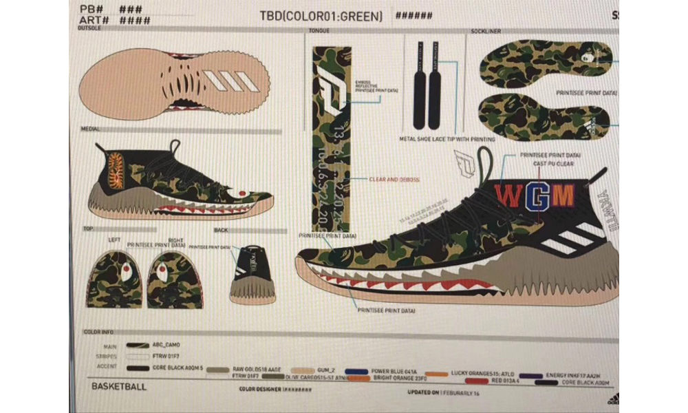 出乎意料的设计，A BATHING APE® x adidas Dame 4 “Camo” 联名曝光
