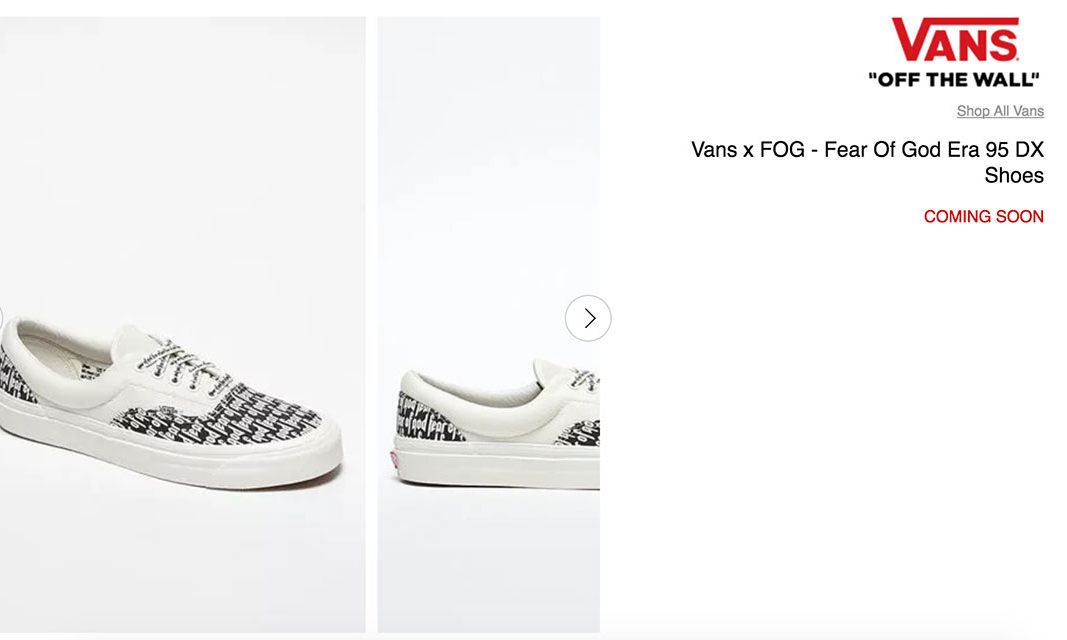 Fear of God x Vans 或将于 Pacsun 补货