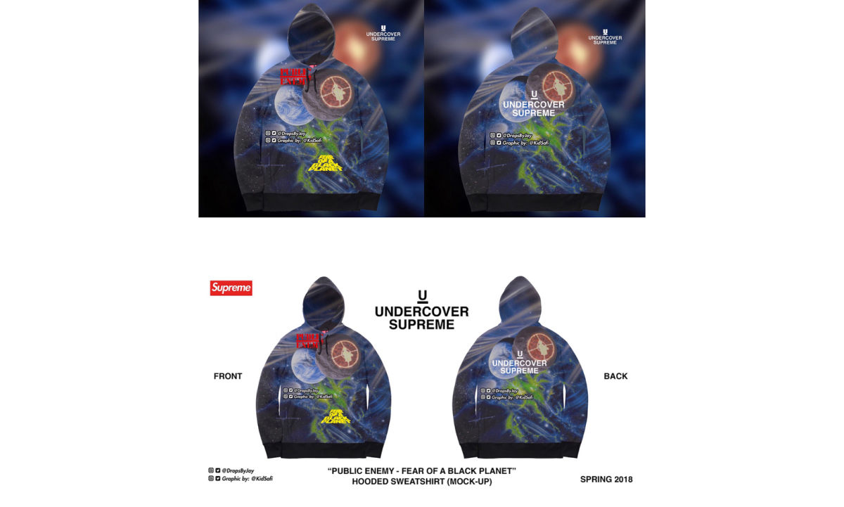 Supreme x UNDERCOVER x Public Enemy 联名卫衣渲染设计曝光