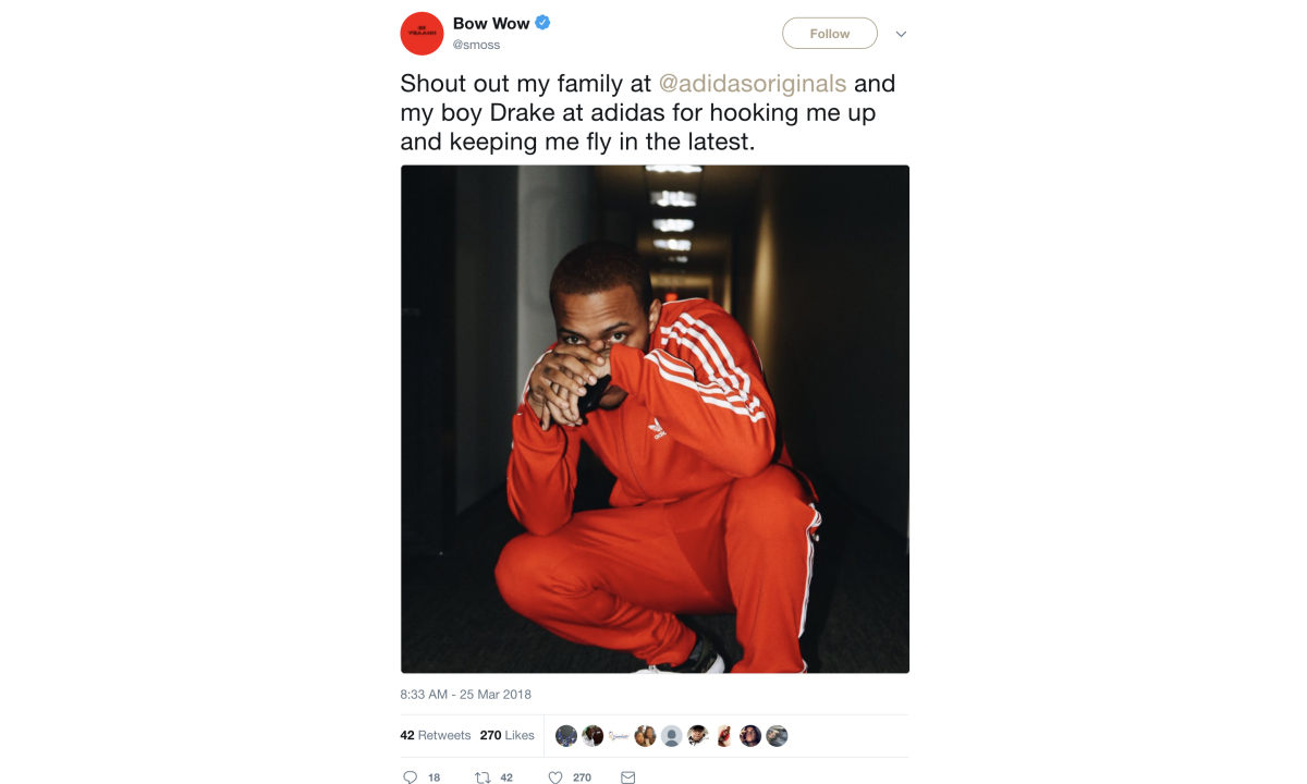 Drake 已经加入 adidas 阵营？Bow Wow “不小心” 透露了信息