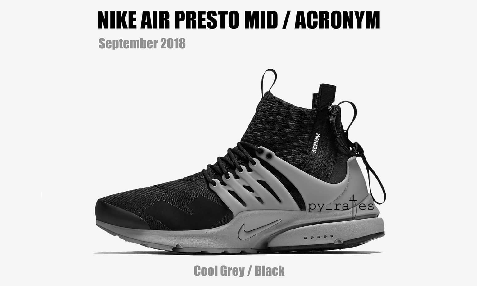 ACRONYM® x NikeLab Air Presto Mid 新配色渲染图预览