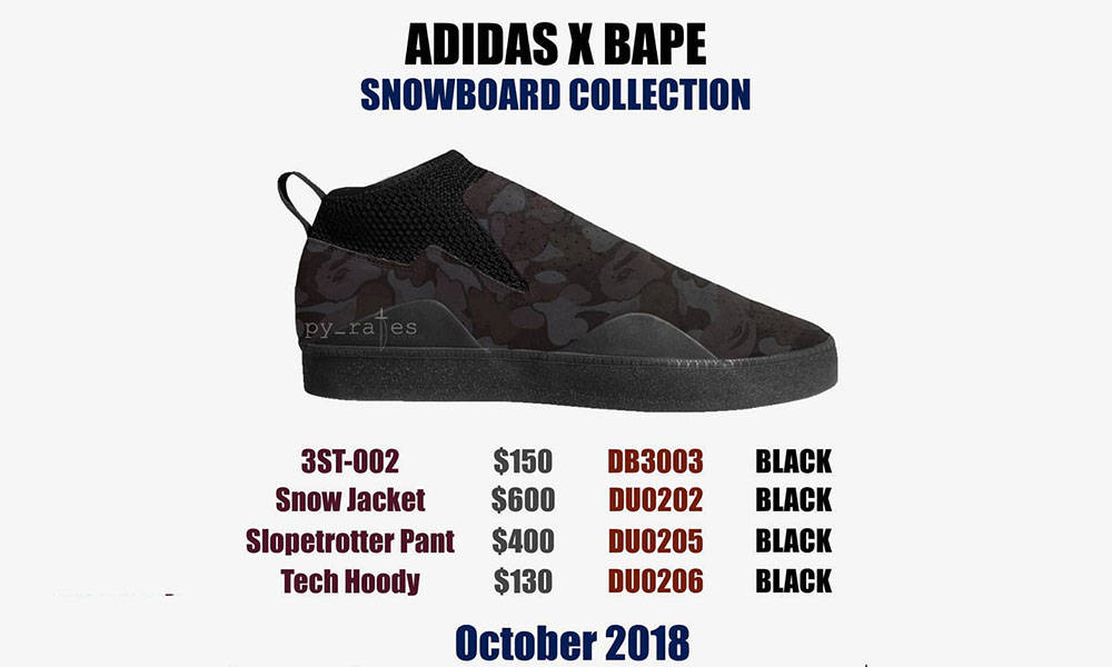adiads Originals 或将和 A BATHING APE® 在 10 月打造 Snow Board 联乘系列