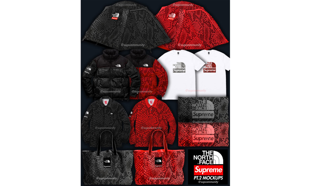 这季的 Supreme x THE NORTH FACE 可能以蛇纹为主题？