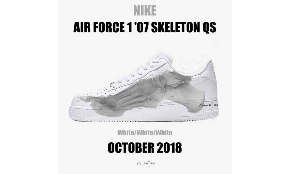 骨骼图案贯穿鞋身，Air Force 1 ’07 Skeleton QS 释出