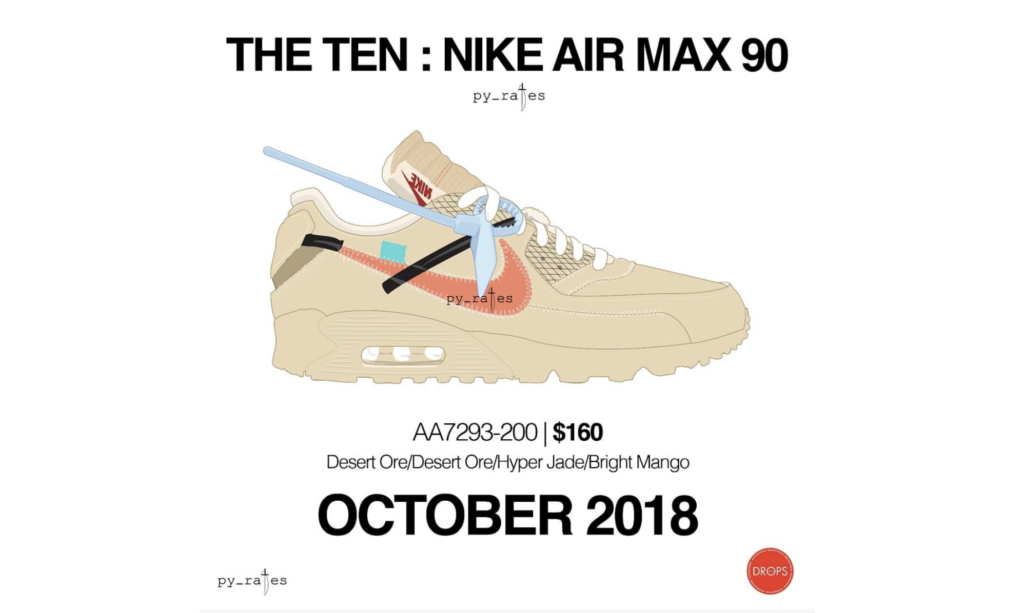 新款 Virgil Abloh x Nike Air Max 90 将在 10 月正式发售