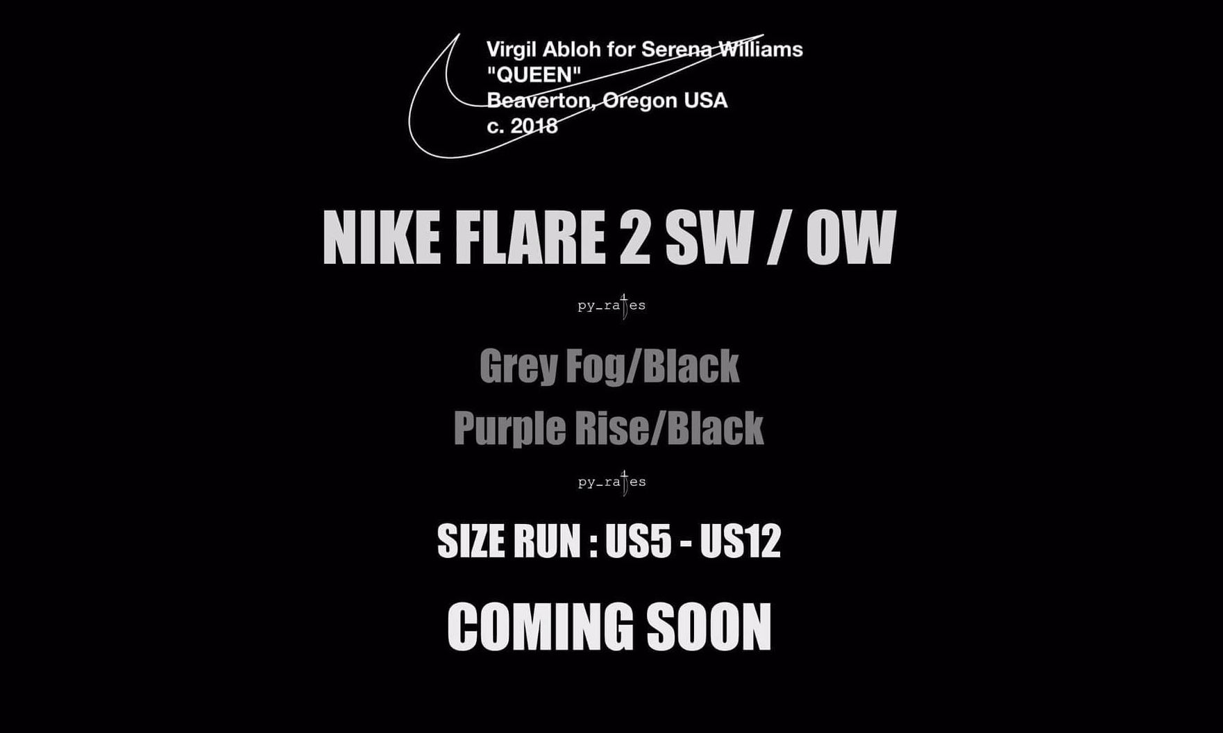 Virgil Abloh x NikeLab 即将为小威廉姆斯打造联名 Flare 2 鞋款