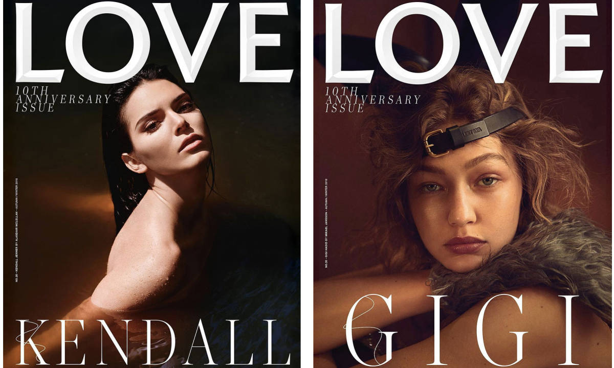 尽显黑暗浪漫美学，Gigi Hadid 以及 Kendall Jenner 为《LOVE》杂志拍摄 10 周年特辑封面