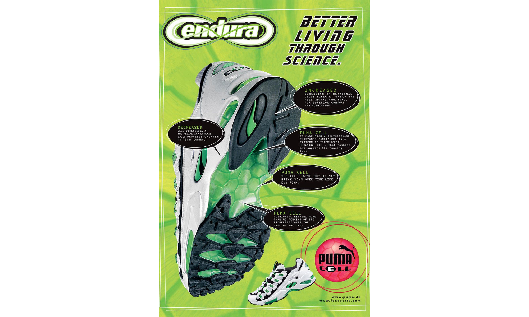 为庆祝 Cell 科技 20 周年，PUMA 复刻重塑 “Cell Endura” 鞋款