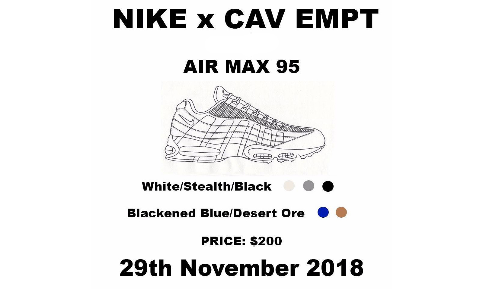 Cav Empt x Nike 联名 Air Max 95 或将于 11 月发布