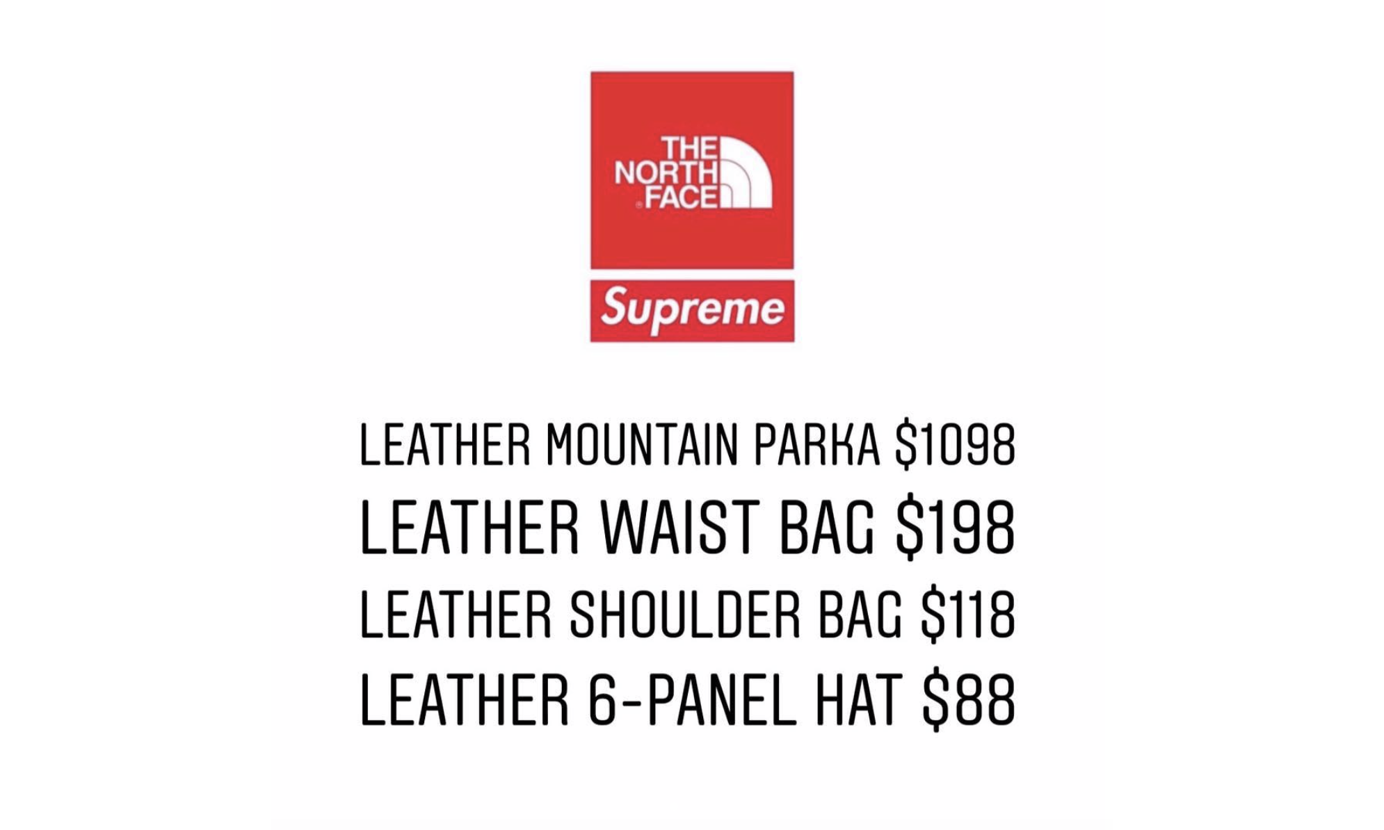 Supreme x TNF 皮冲锋衣的售价高达 1098 美元？