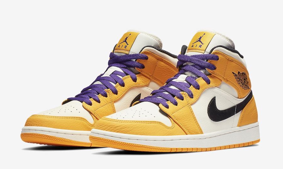 经典紫金配色！ Air Jordan I Mid “Lakers” 曝光