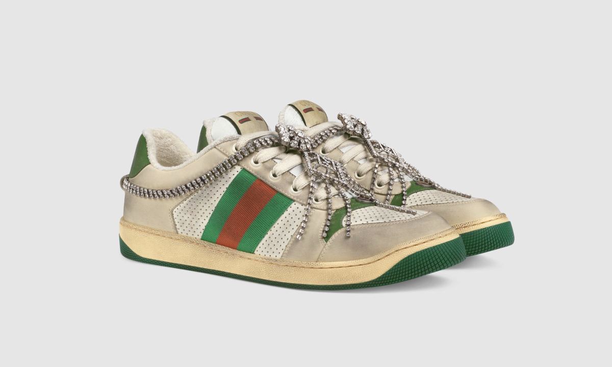售价 1,720 美元？Gucci 发布新款水晶链条装饰运动鞋