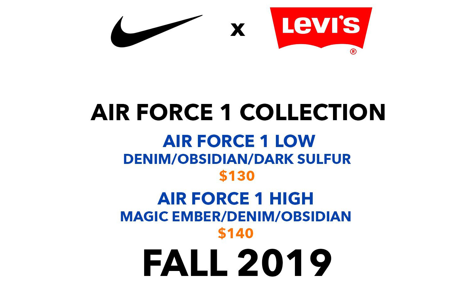 继续丹宁色彩，Levi’s x Nike 联名 Air Force 1 系列将于今秋登场