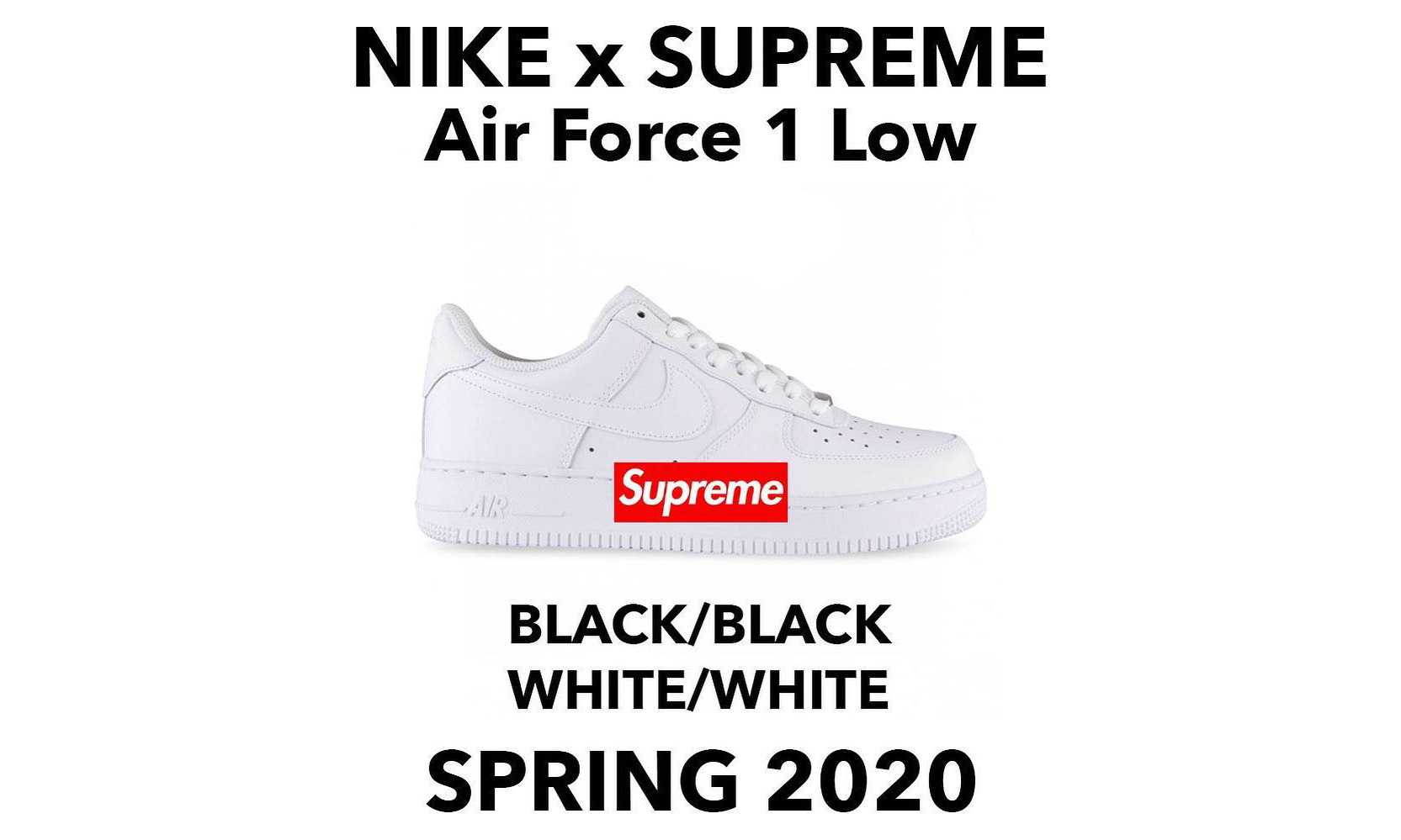 Supreme x Nike Air Force 1 联名系列将于 2020 春季再现