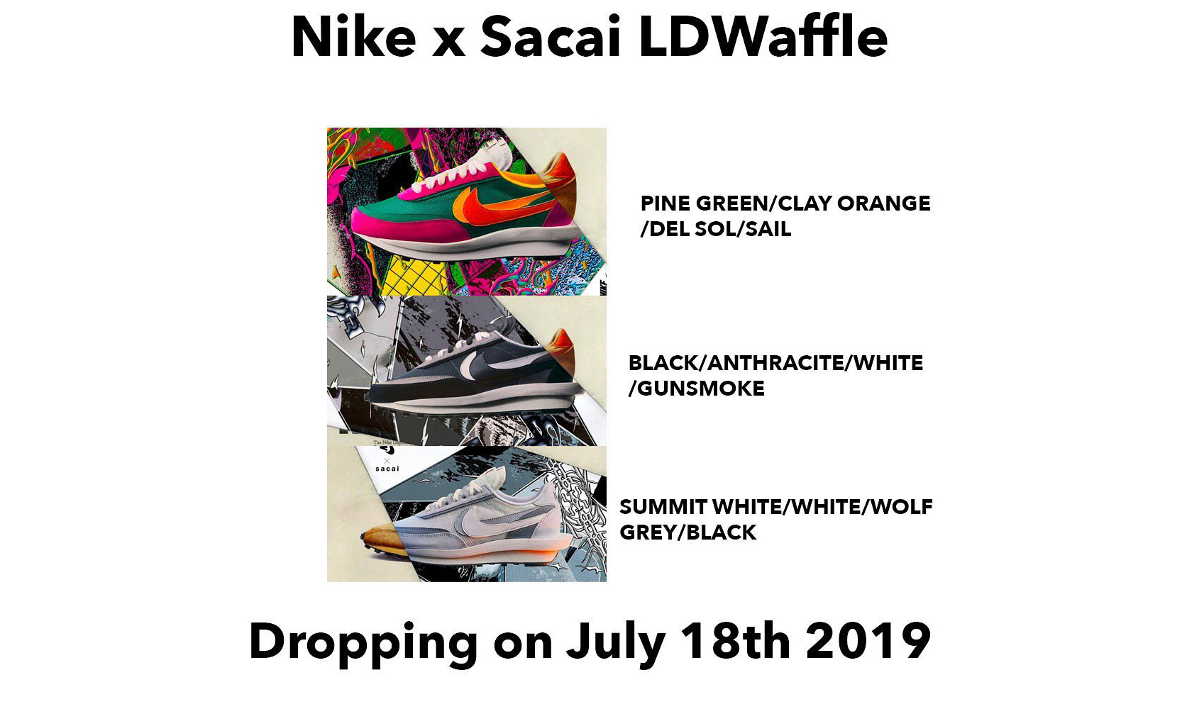 三色齐发？sacai x Nike LDWaffle 7 月发售配色安排公布