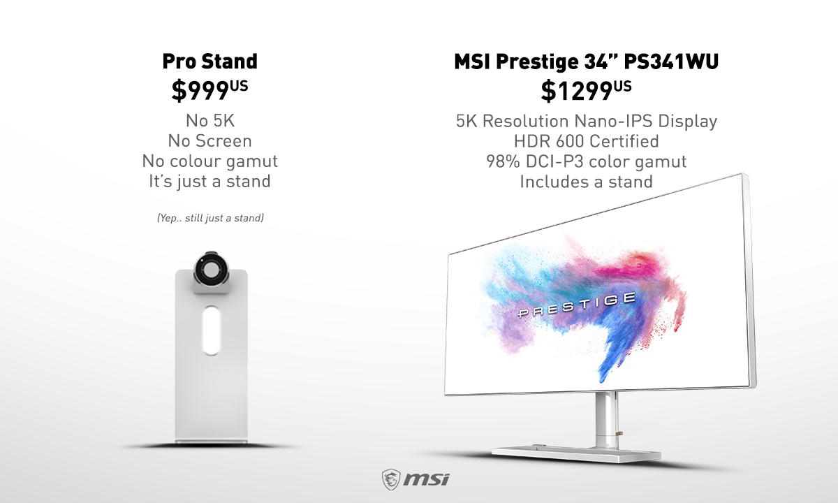 微星发布新广告嘲讽新款 Mac Pro 显示器支架