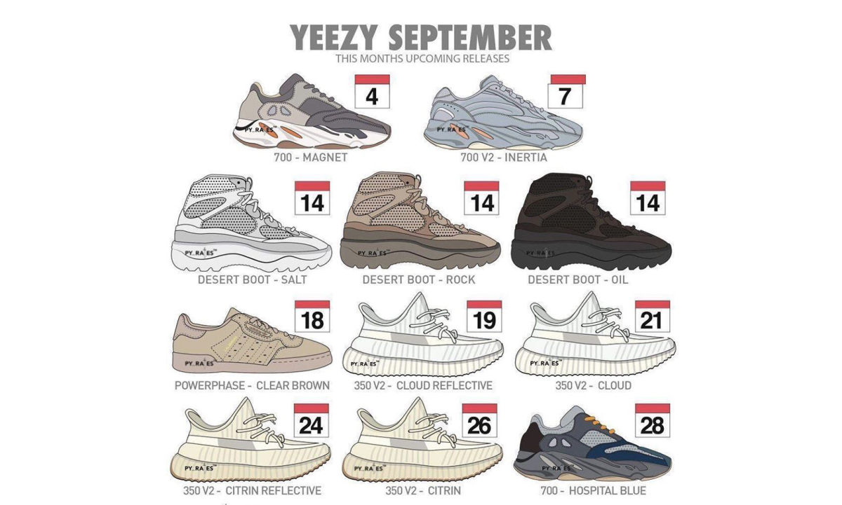 重磅福利月!YEEZY 鞋款 9 月完整发售清单曝光