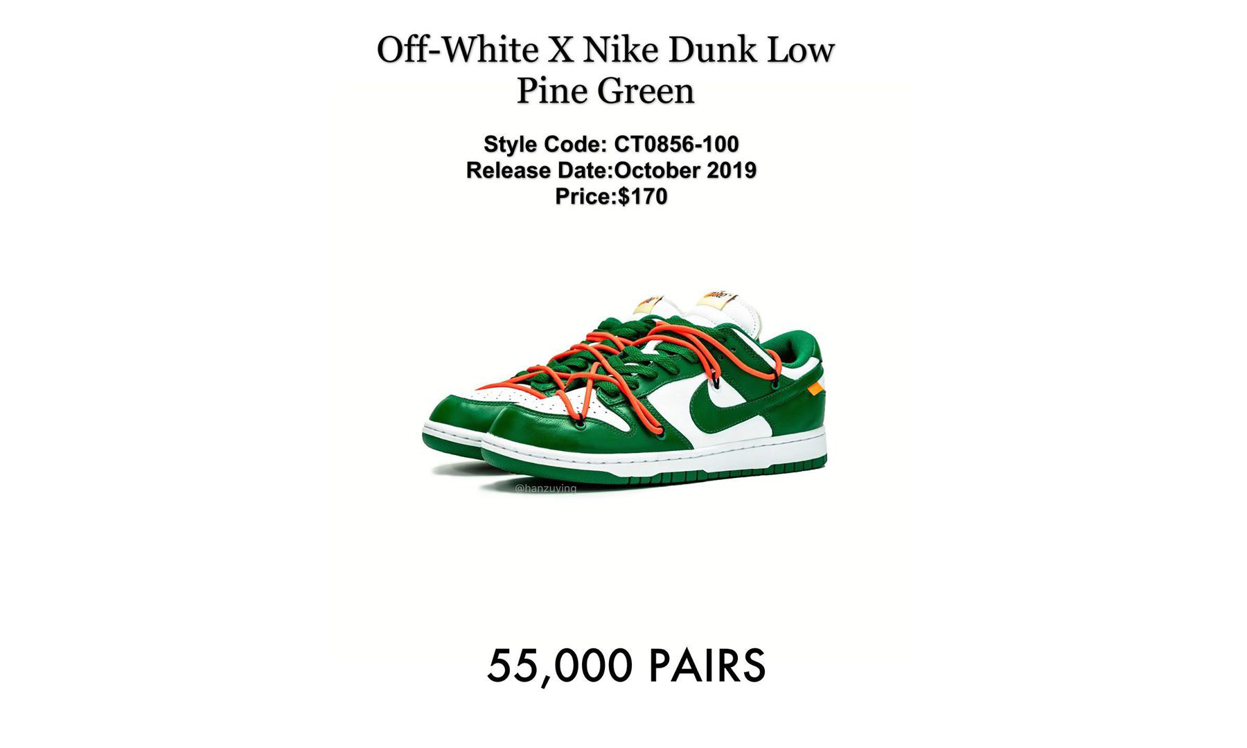 入手机会不小，Off-White™ x Nike SB Dunk Low 绿色版本货量曝光
