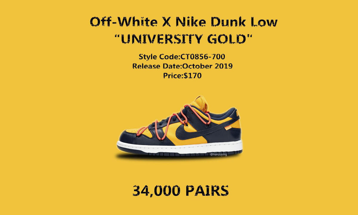 系列最高价？Off-White™ x Nike SB Dunk Low “Michigan” 货量曝光