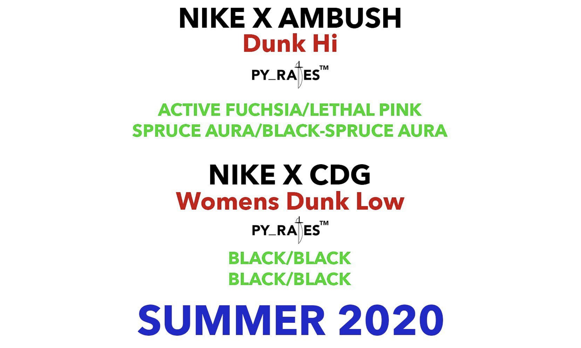 AMBUSH、CdG 将在明年分别推出 Dunk 联名设计