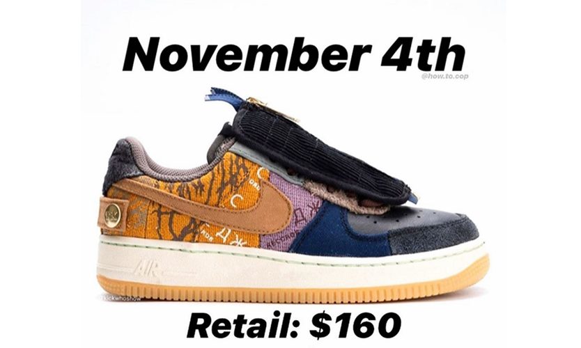 Travis Scott x Nike Air Force 1 联乘鞋款发售日期确定