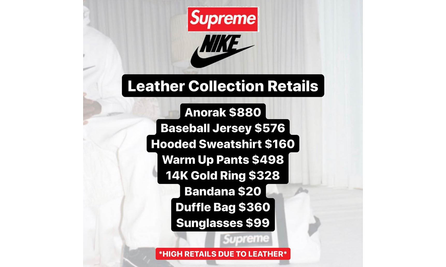 Supreme x Nike 连帽外套售价高达 880 美元？