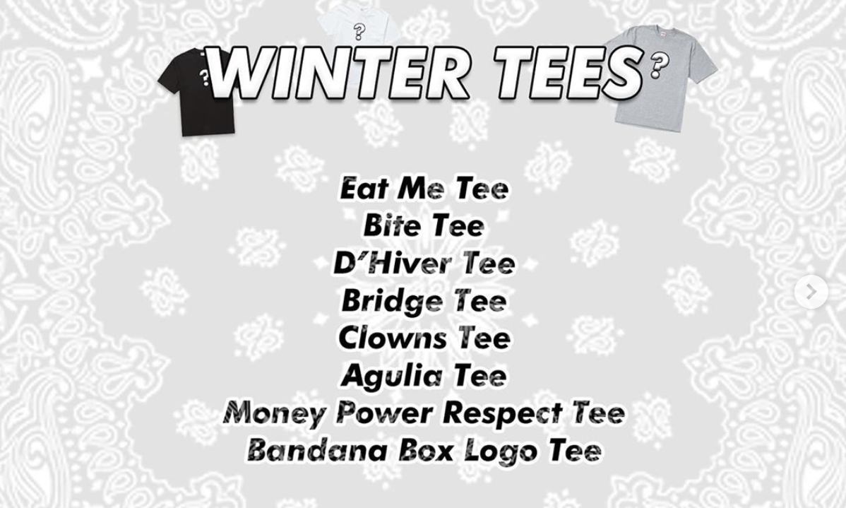 Supreme Winter Tees 系列将在本周发售