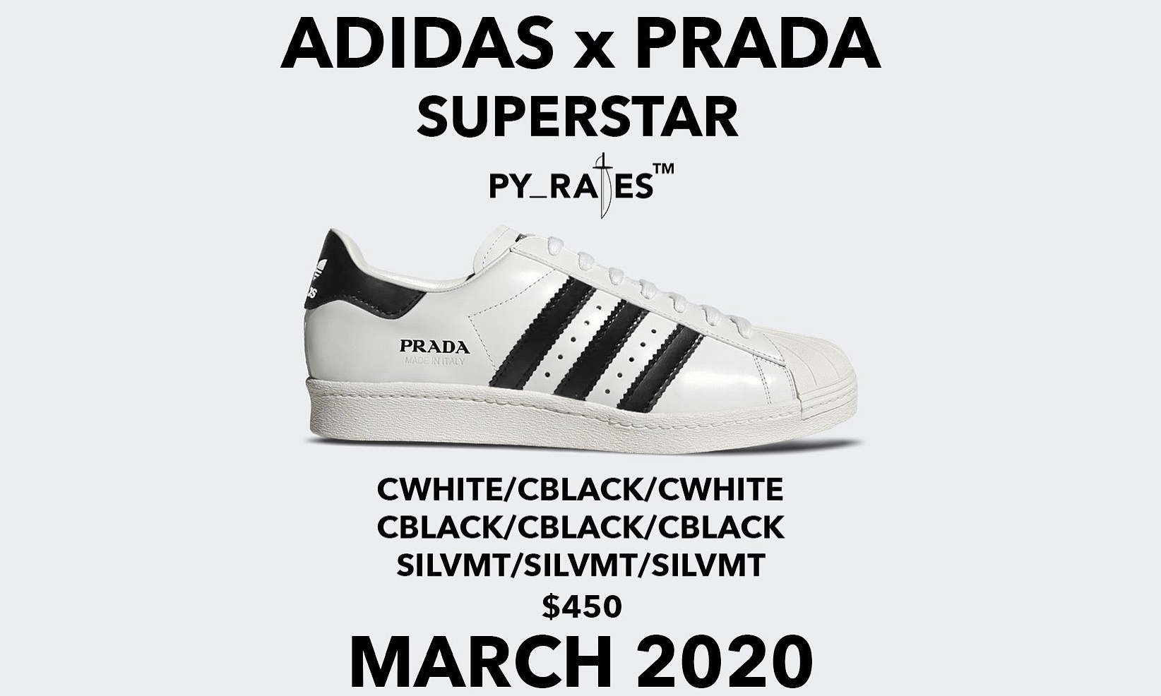 PRADA for adidas Superstar 新设计或将于今年 3 月登场