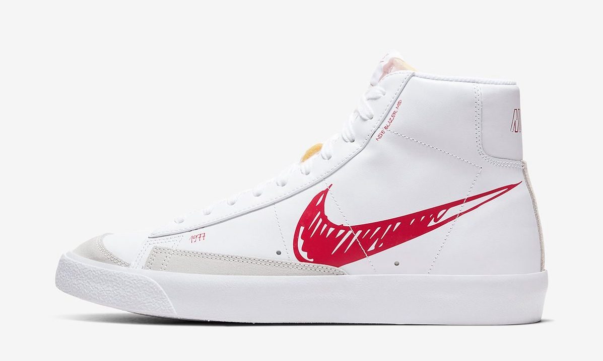 「手绘」Swoosh ，Nike Blazer Mid 77 Sketch 登场在即