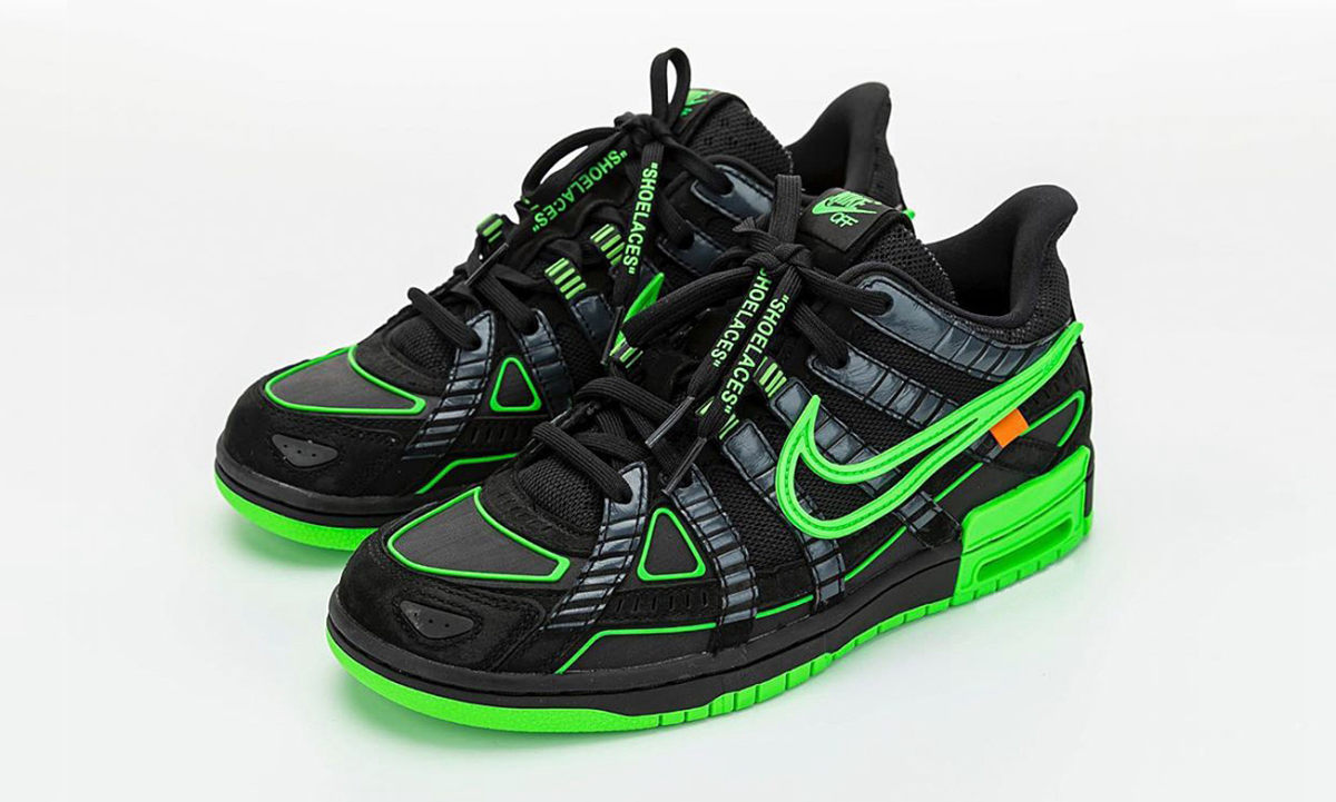Off-White™ x Nike Air Rubber Dunk 黑绿配色实物近赏
