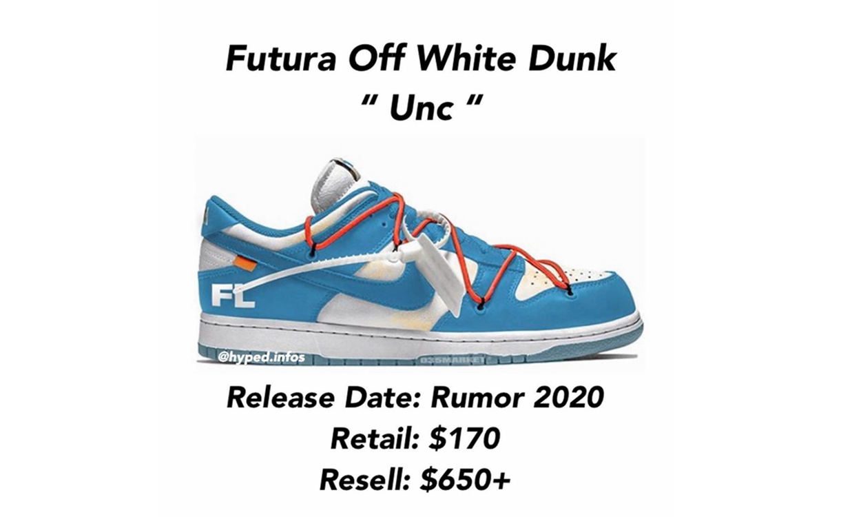 Futura x Off-White™ x Nike SB Dunk Low「UNC」或将于今年正式登场