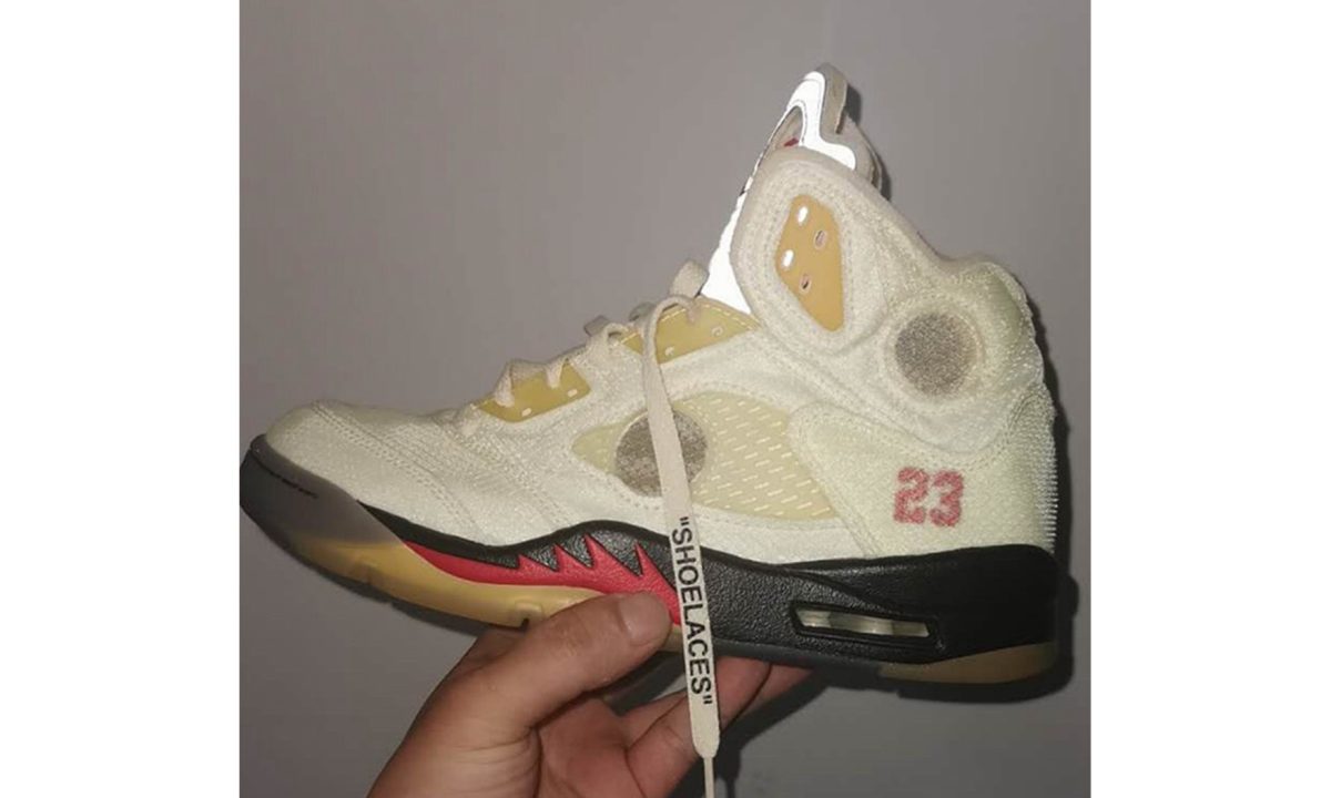 具体设计改动，Off-White™ x Air Jordan V「Sail」全新实物近赏