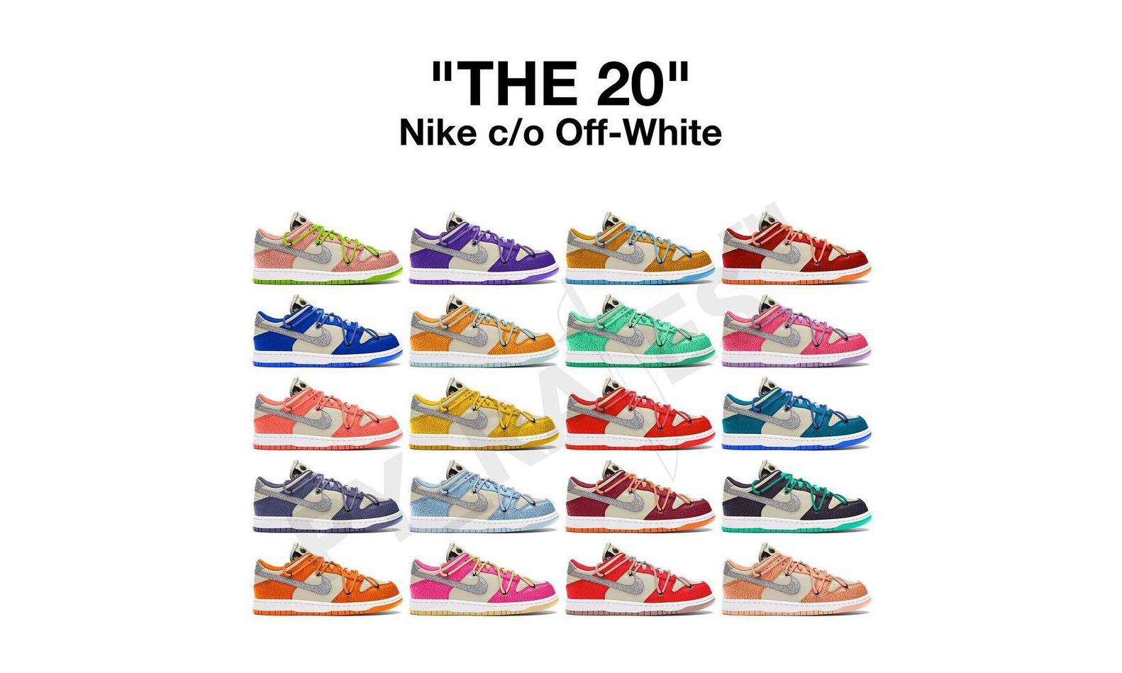 Virgil Abloh 将与 Nike 推出 20 款不同配色联名 Dunk