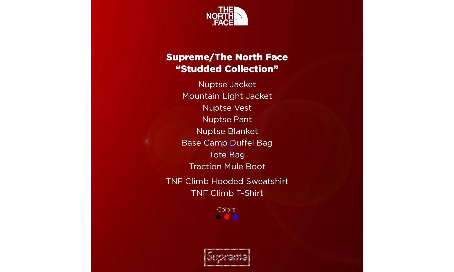 Supreme x THE NORTH FACE 推出全新 Studded Collection