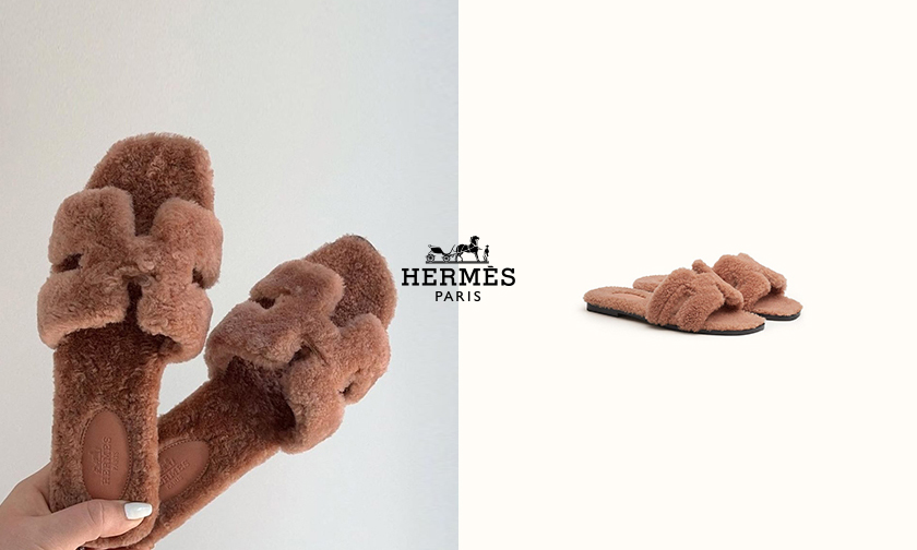 Hermès 爆款拖鞋推出毛绒材质版本