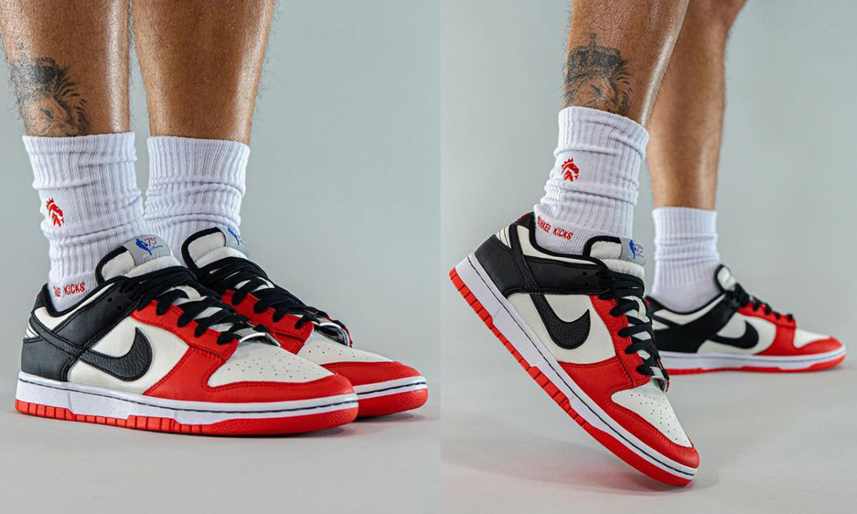 NBA x Nike Dunk Low EMB「Chicago」上脚图释出
