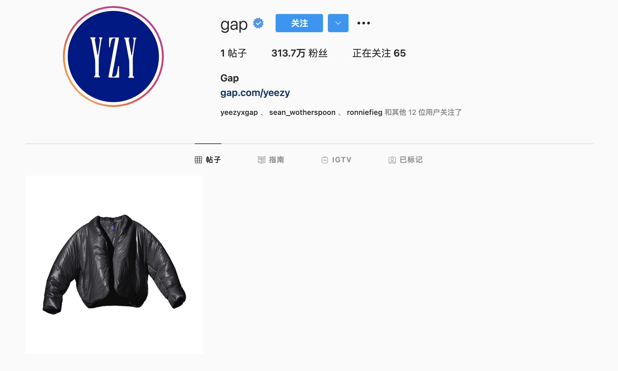 全力投入，Gap 官方 Instagram 清空账户为 Yeezy Gap 准备