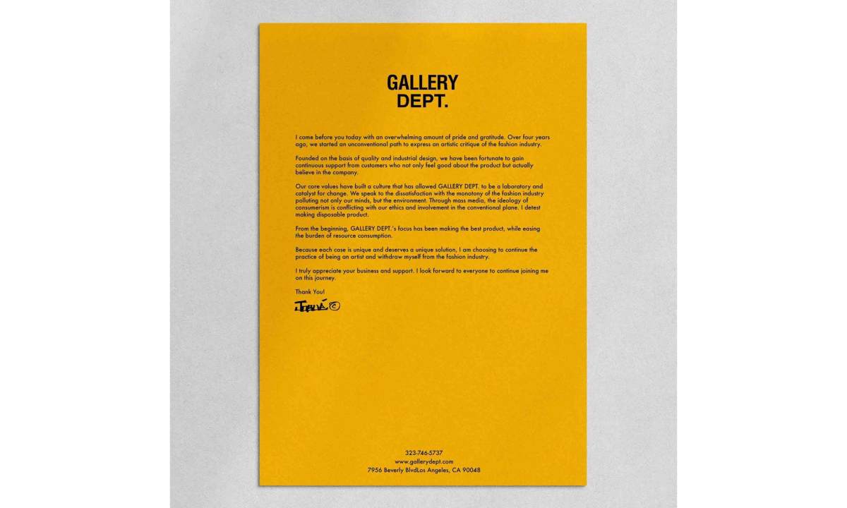 GALLERY DEPT. 宣布结业