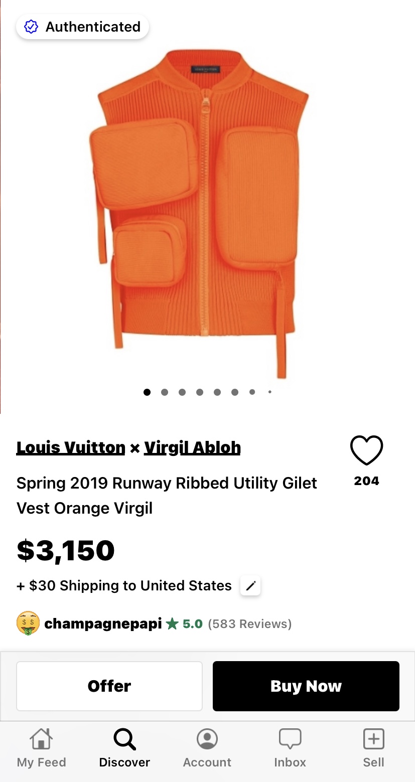 Spring 2019 Runway Ribbed Utility Gilet Vest Orange Virgil