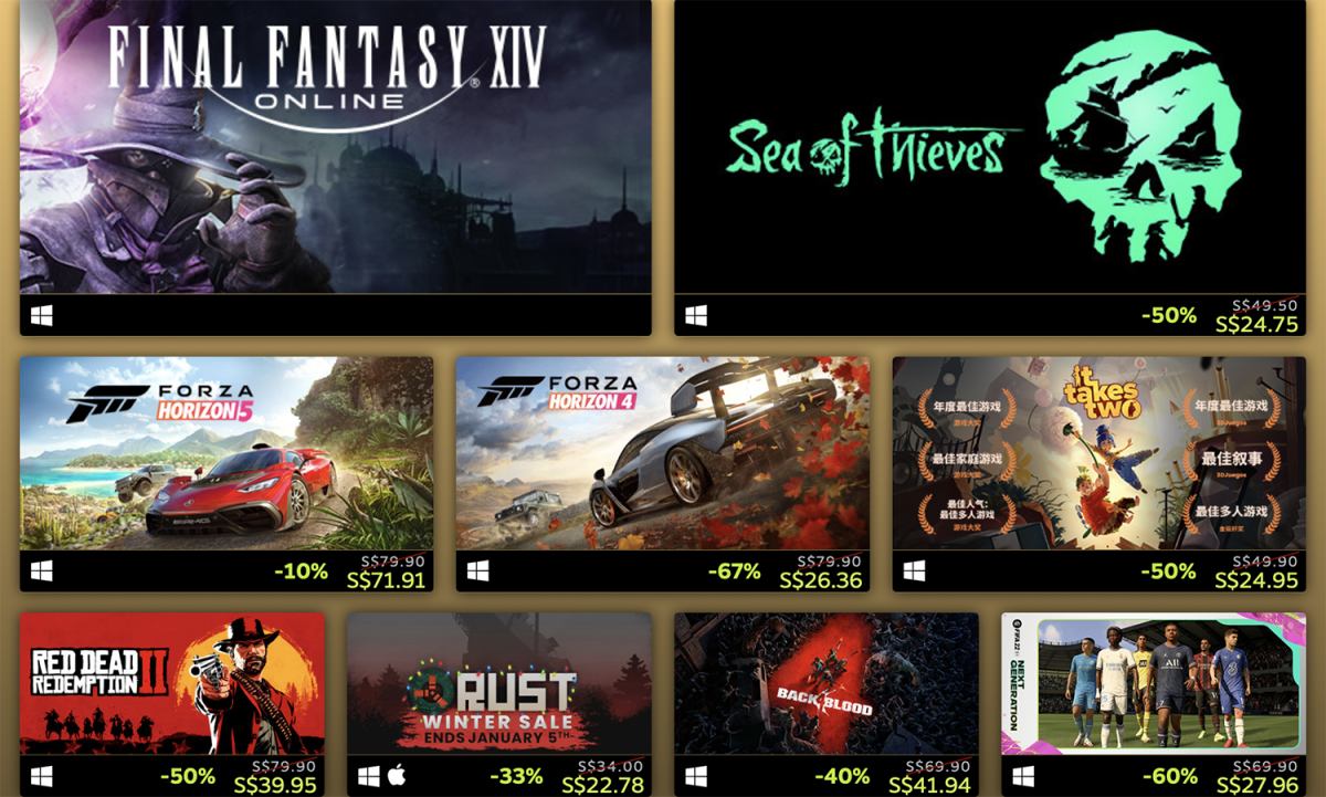 Steam 2021 最畅销游戏榜单公布