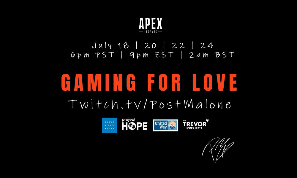 Post Malone 将联合《Apex》举办慈善直播