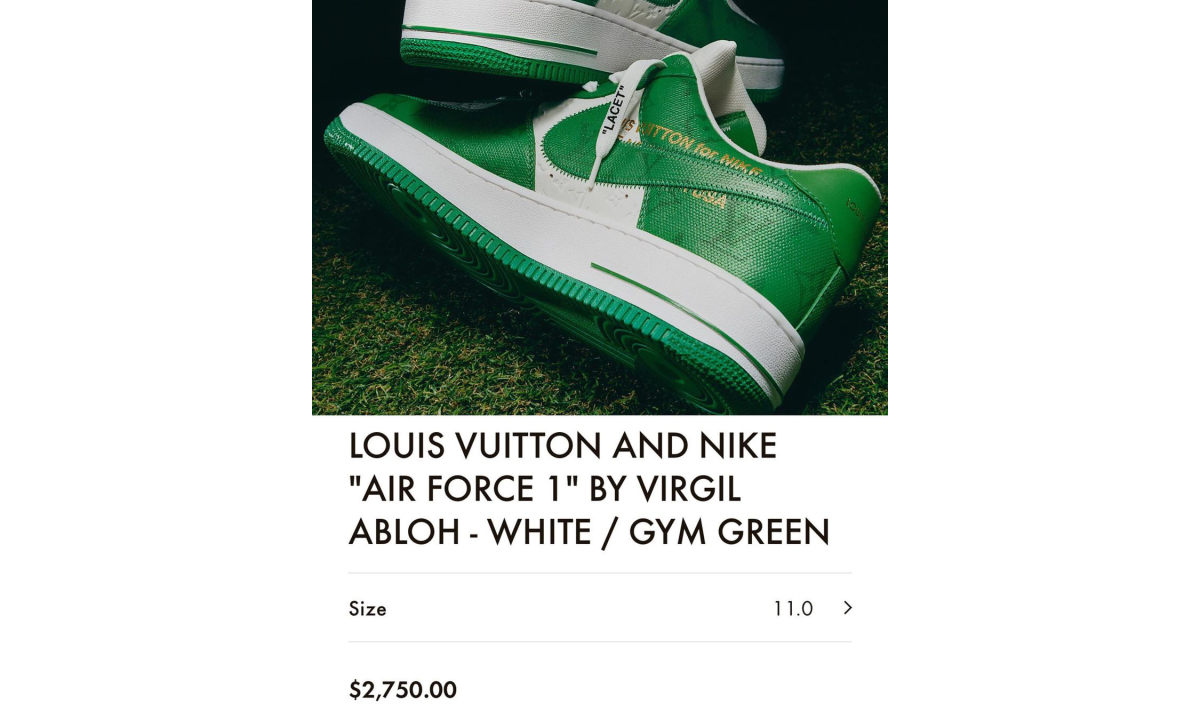 LOUIS VUITTON x Nike Air Force 1 将登陆线上渠道发售