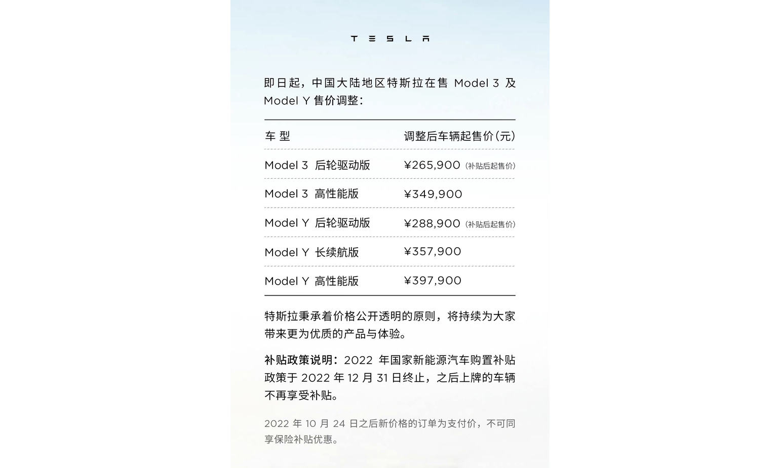 特斯拉中国部分车型降价，最高 3.7 万元