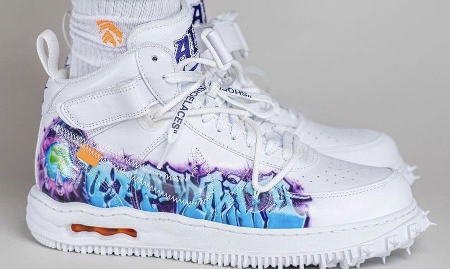 Off-White™ x Nike Air Force 1 Mid「Graffiti」上脚照展示